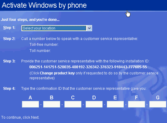 removing windows xp activation